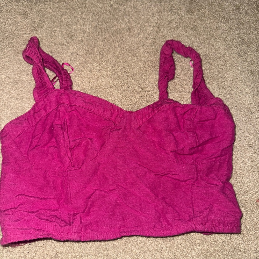 Midnight Sky Pink Ruched Crop Top